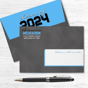 Baby Blue Graduation Chalkboard Envelopes