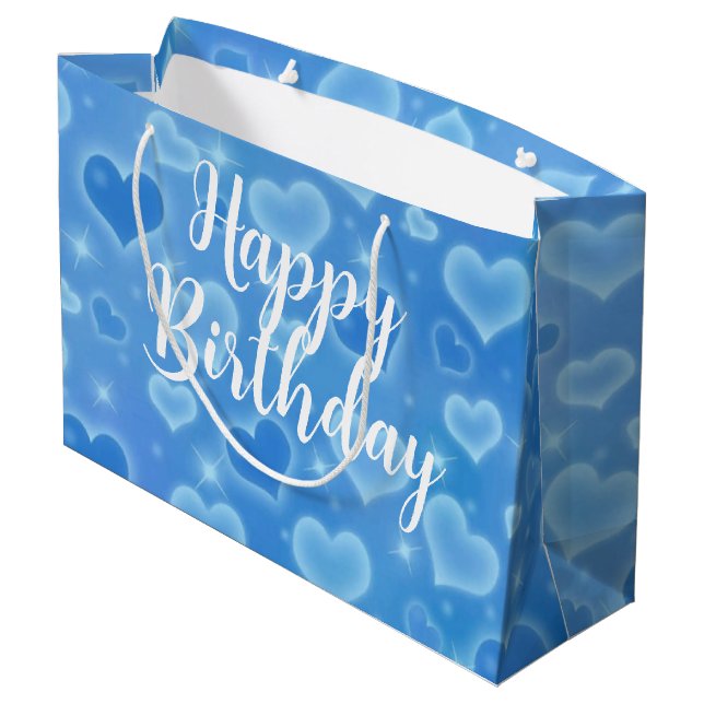 Baby Blue Happy Birthday Large Gift Bag (Back Angled)