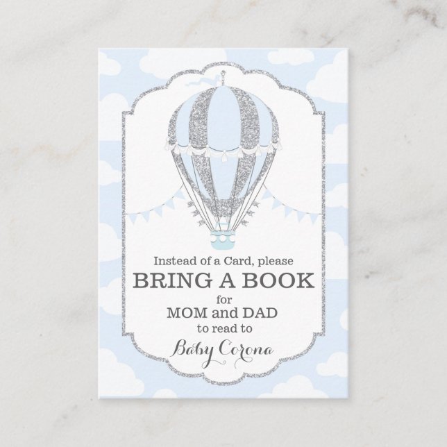 Baby Blue Hot Air Balloon Apportez une carte de li (Devant)