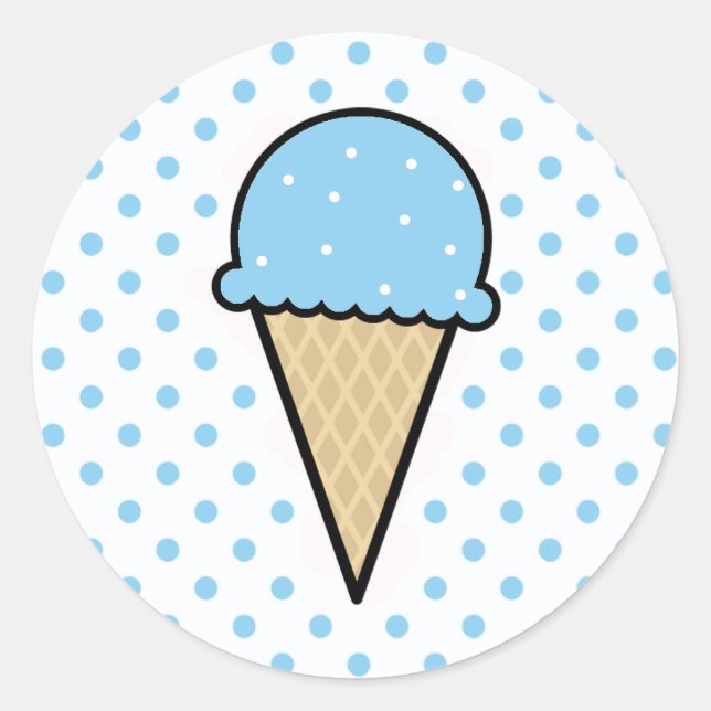 Baby Blue Ice Cream Cone Classic Round Sticker (Front)
