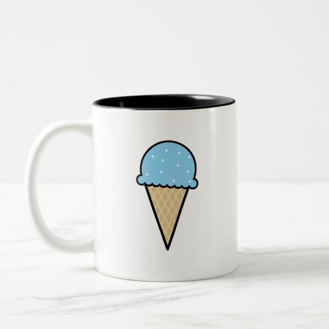 Baby Blue Ice Cream Cone Two-Tone Coffee Mug (Left)