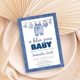Baby Blue Jean Baby Shower  Invitation