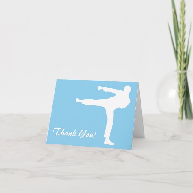 Baby Blue Karate Thank You Card (Front)