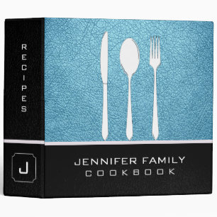 Baby blue Leather Family Cooking Binder