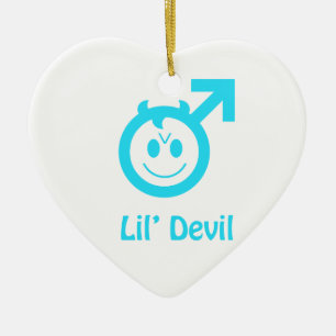 Baby Blue Lil Devil Male Symbol Ceramic Ornament