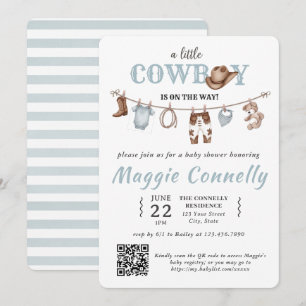 Baby Blue Little Cowboy is on the Way Invitation