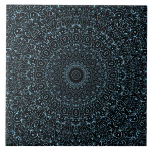 Baby Blue Mandala with Delicate Symmetry Tile