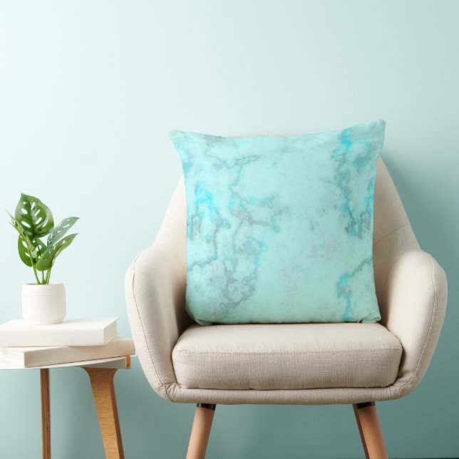 Baby Blue Marble Throw Pillow (Chair)