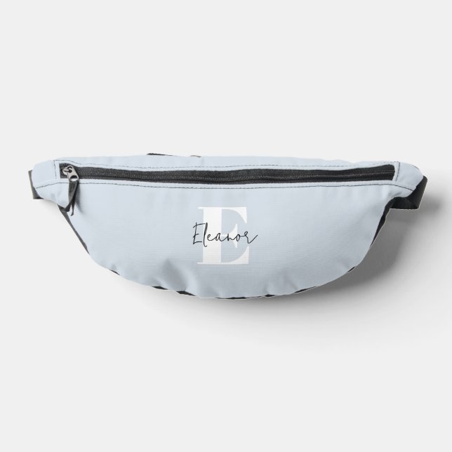 Baby Blue Modern Minimalist Monogrammed Fanny Pack (Lay Down)