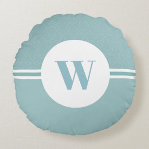 Baby blue modern stripes custom monogram nursery round pillow