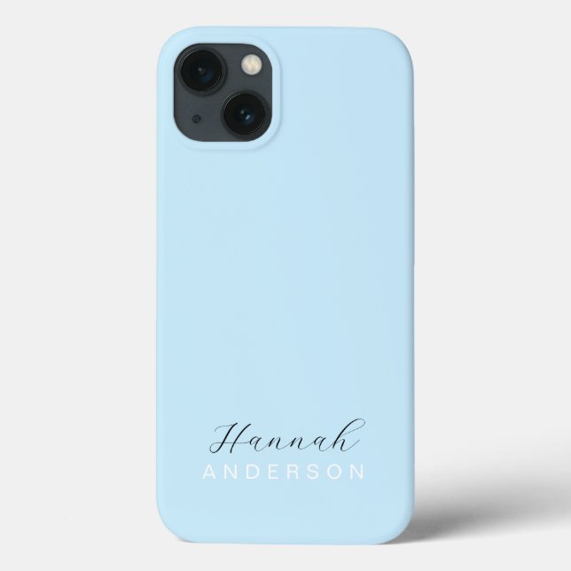 Baby Blue Monogram Modern Minimalist Feminine Case-Mate iPhone Case (Back)