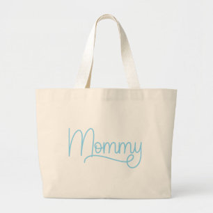 Baby Blue Monoline Mommy Large Tote Bag