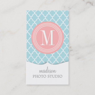 Baby Blue Moroccan Tiles Lattice Personalized Business Card