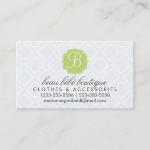 Baby Blue Moroccan Trellis Quatrefoil Personalized Business Card