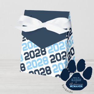 Baby Blue & Navy Grad Thank You Pawprint Back Gift Favor Box