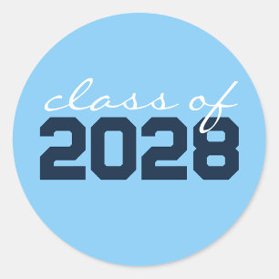Baby Blue & Navy Graduation Round Stickers