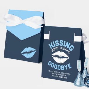 Baby Blue & Navy Kissing School Goodbye Graduation Favor Box