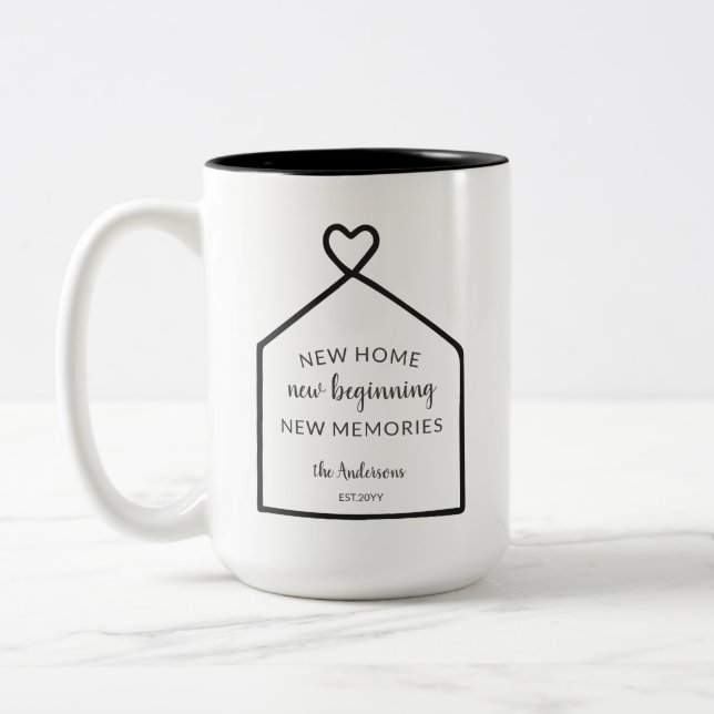 Baby Blue New Home Personalized  Two-Tone Coffee Mug (Left)