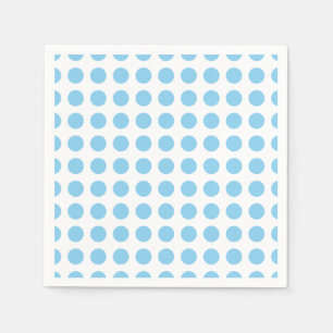 Baby Blue on White Large Horiz. Polka Dots Paper Napkin
