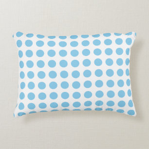 Baby Blue on White Large Horizontal Polka Dots Accent Pillow
