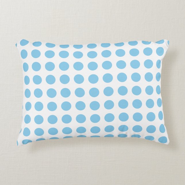 Baby Blue on White Large Horizontal Polka Dots Accent Pillow (Front)