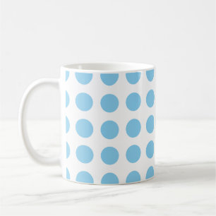 Baby Blue on White Large Size Diagonal Polka Dots  Coffee Mug