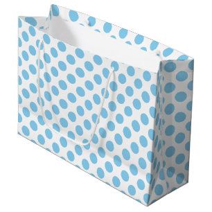 Baby Blue on White Large Size Polka Dots Gift Bag