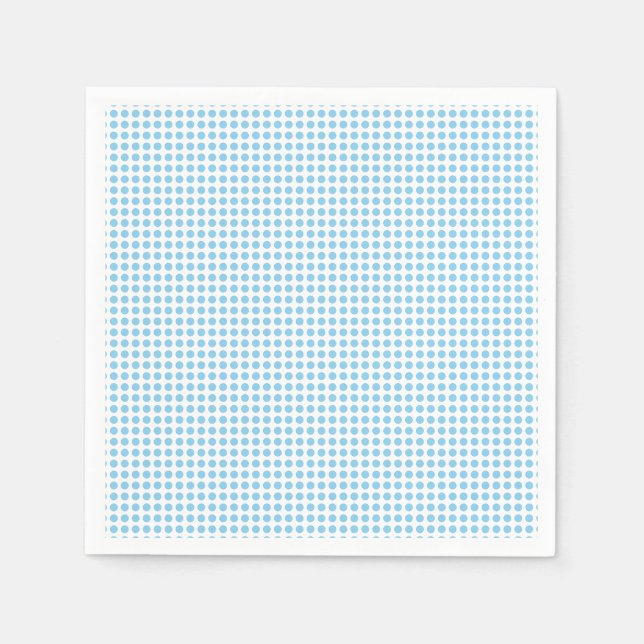 Baby Blue on White Small Horiz. Polka Dots Paper Napkin (Front)