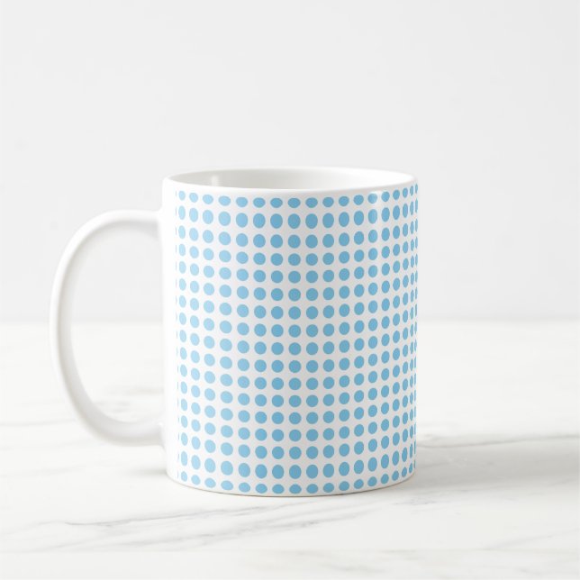 Baby Blue on White Small Size Horiz. Polka Dots  Coffee Mug (Left)