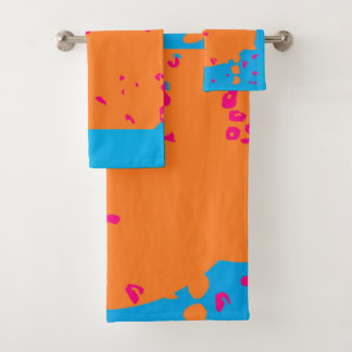 Baby blue pale orange and hint of pink bath towel set