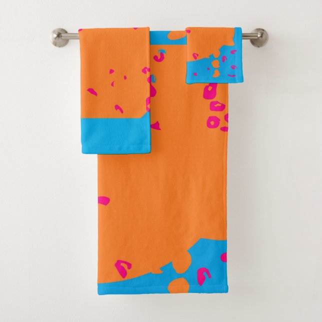 Baby blue pale orange and hint of pink bath towel set (Insitu)