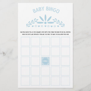 Baby blue Papel Picado Baby Boy Shower Bingo game Flyer