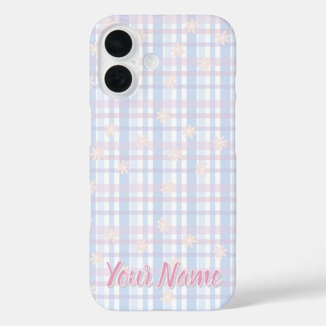 Baby Blue Pastel Plaid Phone Case - Customizable (Back)