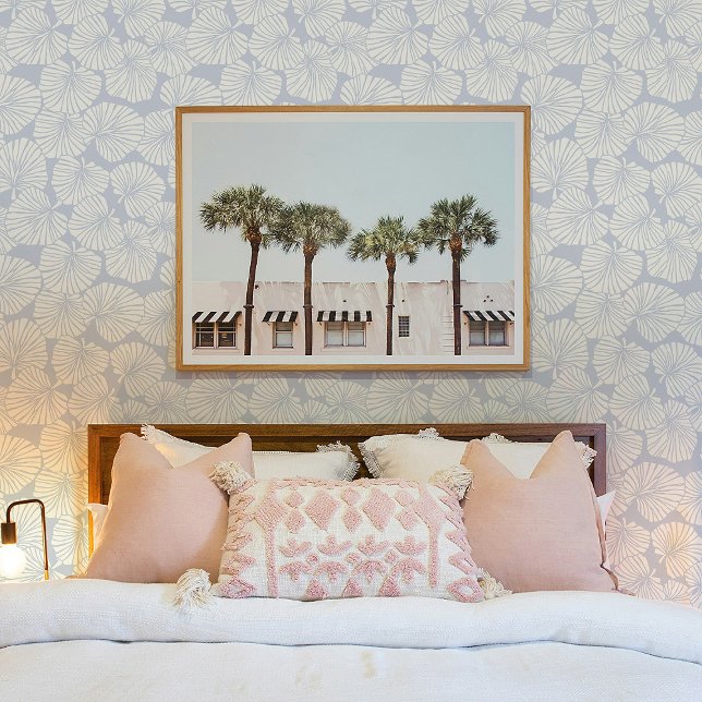 Baby Blue Pastel Topical Leaf Wallpaper (Creator Uploaded)