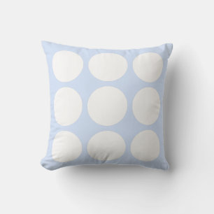 Baby Blue Pastel & White Abstract Circle Design Throw Pillow