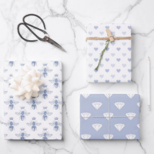 Baby Blue Pattern Wrapping Paper Sheet