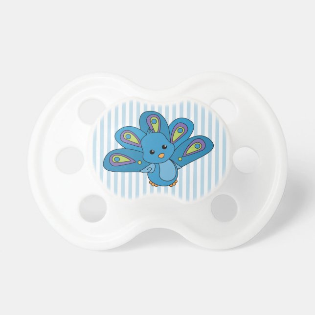 Baby Blue Peacock Pacifier (Front)