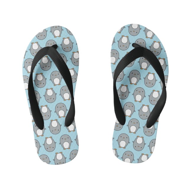 Baby Blue Penguin Pattern Kid's Flip Flops (Footbed)