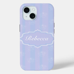 Baby Blue personalized delicate Lotus pattern iPhone 15 Case