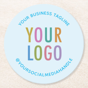 Baby Blue Personalized Paper Coasters Custom Logo