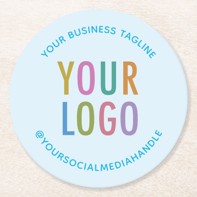 Baby Blue Personalized Paper Coasters Custom Logo (Front)