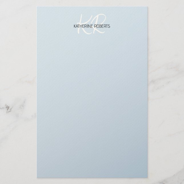 Baby Blue Personalized Stationery Paper (Front)