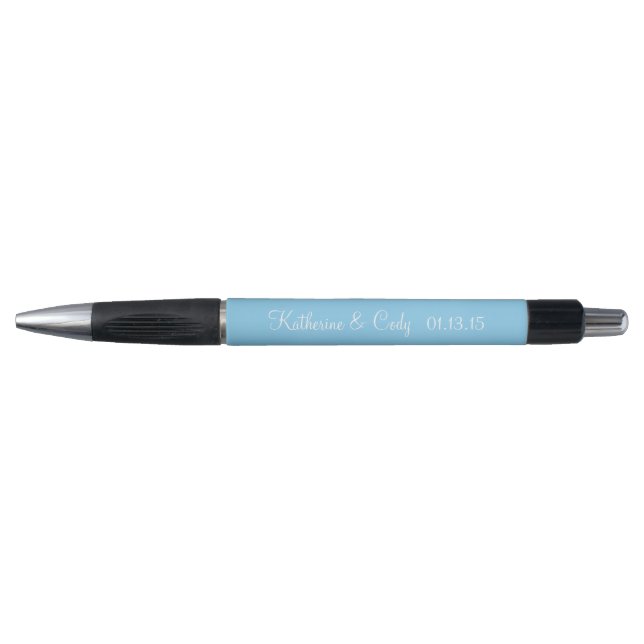Baby Blue Personalized Wedding Favours Pen (Front)