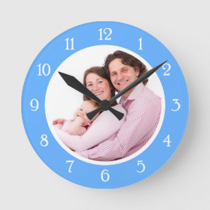 Baby Blue Photo Frame Round Clock