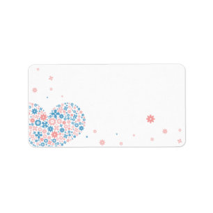 Baby Blue / Pink Heart of Flowers Label
