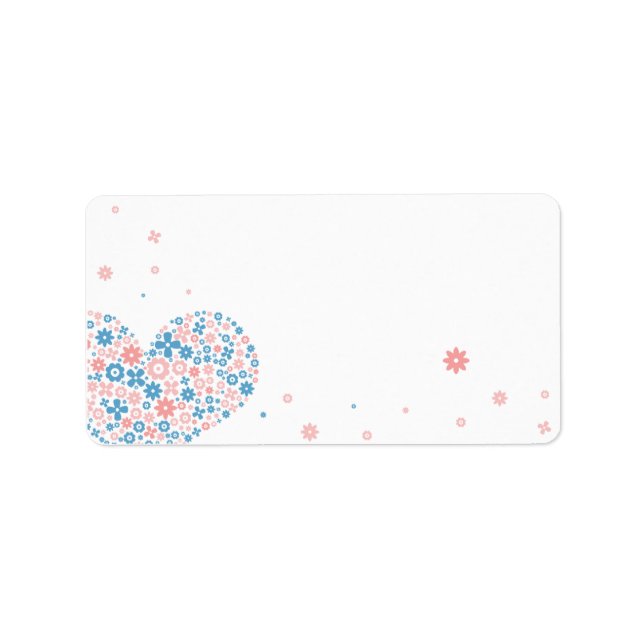 Baby Blue / Pink Heart of Flowers Label (Front)