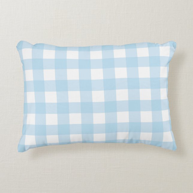 Baby Blue Plaid Accent Pillow (Front)