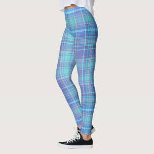 Baby Blue Plaid, Women's Leggings