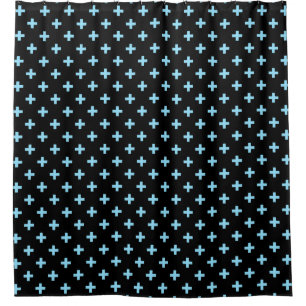 Baby blue polka crosses on black