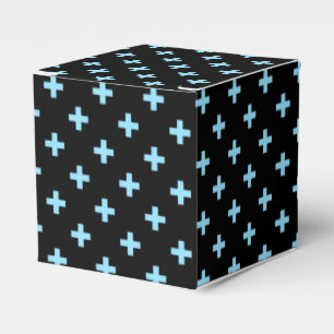 Baby blue polka crosses on black favor box